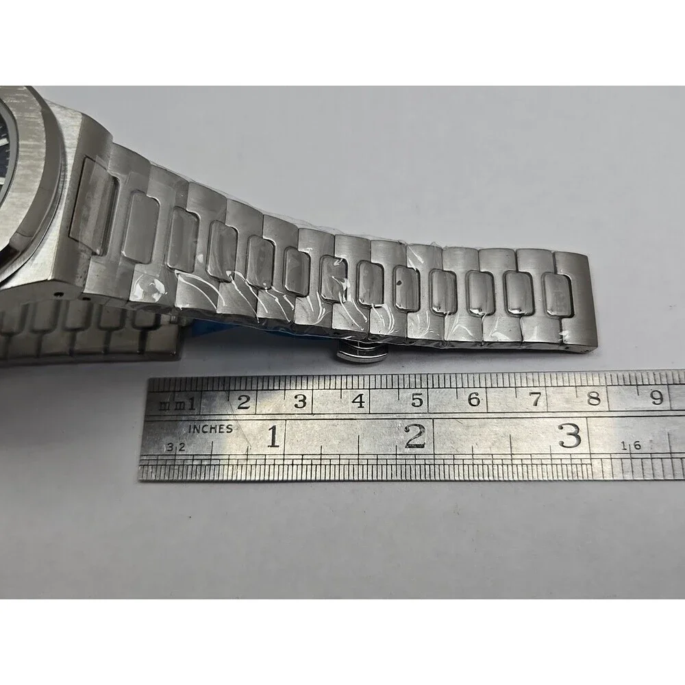 PLADEN Geneva Blue Dial Stainless Steel Date Quartz Watch New Battery Mens